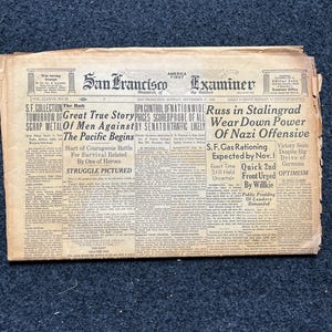 1942 Battle For Stalingard, Operation Barbossa, WW2 German Invasion of Russia, Original Newspaper, Military Gifts, Russian decor, WW3, USSR