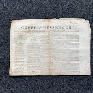 May include: A vintage newspaper titled "Gospel Messenger, and other Records of Western New-York." The newspaper is dated "Volume XII, City of Batavia, April 1st, 1841, Number 14."