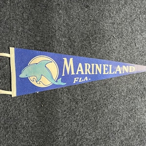 Marineland Florida, Aquarium Souvenirs, Sailing Gifts, Large Original Vintage Felt Pennant, Wall Decor, College Dorm Gifts, Vintage Decor,