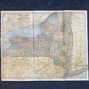 Große 1898 New York Karte - Seltene Karte des 19. Jahrhunderts - Vintage Kartographie - Wanddekor und Kunst - Original Karte 20,5 x 16,5 Ungerahmt