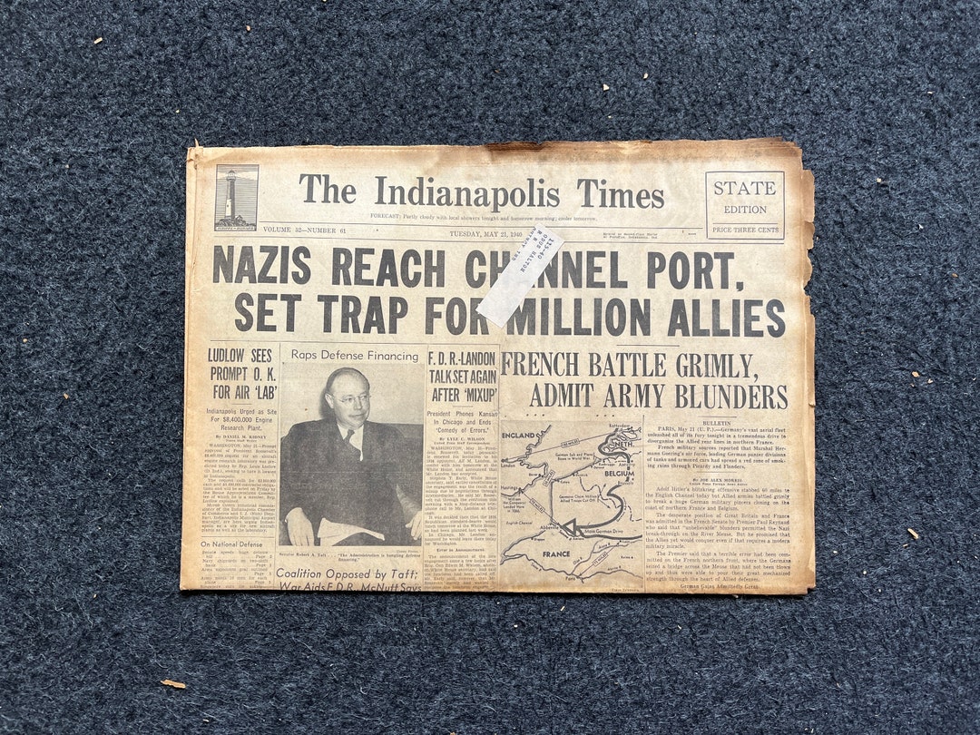 WW2 1941 Maginot Line Breached WW2 Memorabilia, Vintage Newspaper ...