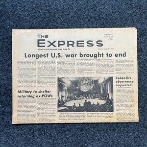 End Of Vietnam War - Nixon Ends War in Vietnam January 24th 1973 - Original Vintage Newspaper