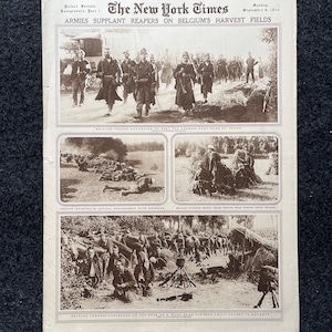 第一次世界大戦のヴィンテージ新聞写真セクション、第一次世界大戦の記念品とギフト、歴史とオタクのお土産、ヴィンテージのオリジナル新聞