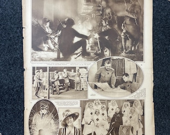 Sección ilustrada de periódicos antiguos de la Primera Guerra Mundial: recuerdos originales de la Primera Guerra Mundial