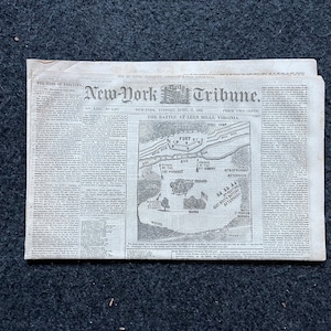1862 Battle At Lees Mill, Famous Civil War Battle, Civil War Map Original Newspaper, Virginia History Memorabilia, Gifts for Dads Civil War