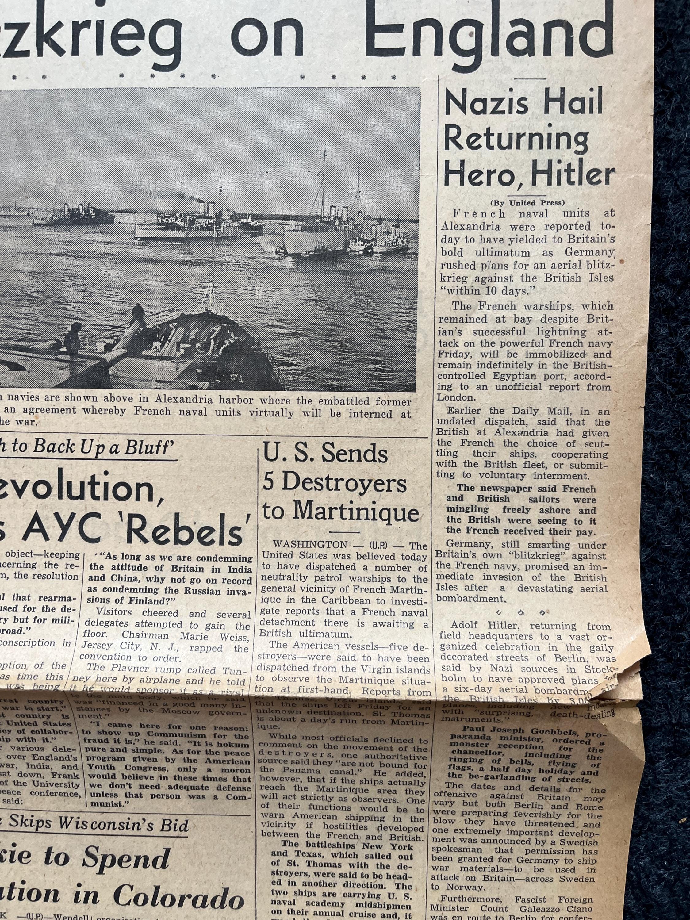 1940 Battle of El-alamein Early WW2 Newspaper, German Advances