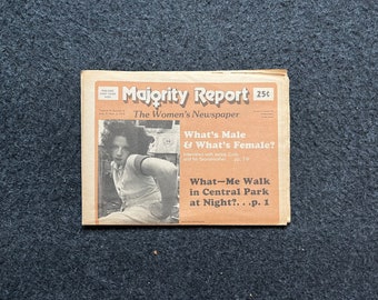 Vintage 1970s Feminist Newspaper, The Majority Report 2nd Wave Feminism, LGBT Memorabilia, Feminist Gifts, Female Empowerment, Q