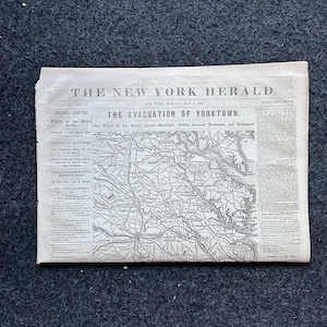 1862 Belagerung von Yorktown, Civil War Map Original Zeitung, Virginia Geschichte Erinnerungsstücke, Geschenke für Väter Civil War Decor, Reenactment Geschenke,