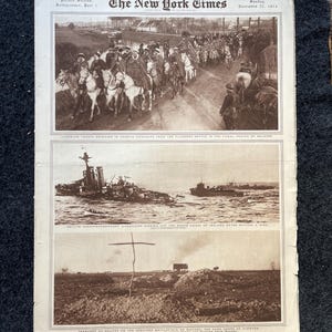 第一次世界大戦のヴィンテージ新聞写真セクション、第一次世界大戦の記念品とギフト、歴史とオタクのお土産、ヴィンテージのオリジナル新聞