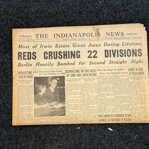 1944 USSR Pushes Through Eastern Europe, Military WW2 Newspaper, Army Gifts for Dads, History Gifts, Antique Collectibles, Memorabilia Decor