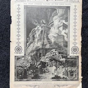 第一次世界大戦のフランスは生き残るために戦う、ヴィンテージ新聞の絵画セクション、第一次世界大戦の記念品と贈り物、歴史あるフランスの装飾アートワーク