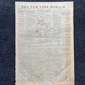 1864 Battle of Coal Harbor Civil War Newspaper, Civil War Map Original Newspaper, Virginia History Memorabilia, Gifts for Dads Civil War Dec