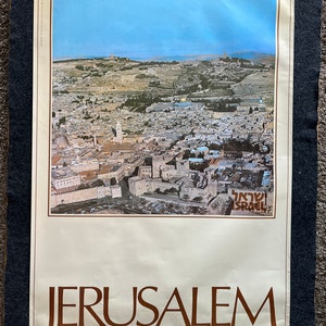 Vintage 1980s Jerusalem Israel Travel Poster - Vintage Advertising Jewish Travel Poster, Vintage Photography, 27 x 39 Aviation Poster