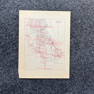 1930er Jahre Chicago Chicago Map, Eisenbahn Karten, Original Atlas Seite, Industrielle Eisenbahn Dekor, Vintage Wanddekoration, Kunst Sammlerstück Antik