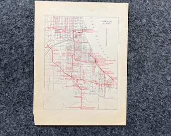 1930s Chicago Illinois Map, Railroad Maps, Original Atlas Page, Industrial Railroad decor, Vintage Wall Decor, Collectible Art Antique
