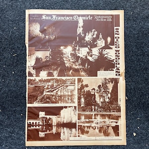 1936 SF Nachtleben und Brücken, San Francisco Souvenirs, Feier der SF Pride Geschichte, Bay Area Bridge, Vintage Zeitung
