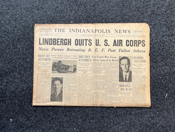 1941 WW2 Early Vintage Newspaper, Wall Decor, German Blitzkreig