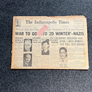 1939 WW2 US Neutrality, Military History Gifts, Vintage WW2 Decor, Original Newspaper, Fall of France, WW2 Memorabilia, World War 2
