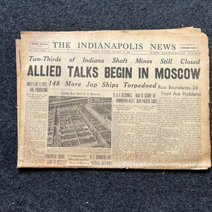 1943 Moscow Conference, Military WW2 Newspaper, Army Gifts for Dads, History Gifts, Antique Collectibles, Memorabilia Decor