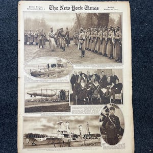第一次世界大戦のヴィンテージ新聞写真セクション、第一次世界大戦の記念品とギフト、歴史とオタクのお土産、ヴィンテージのオリジナル新聞