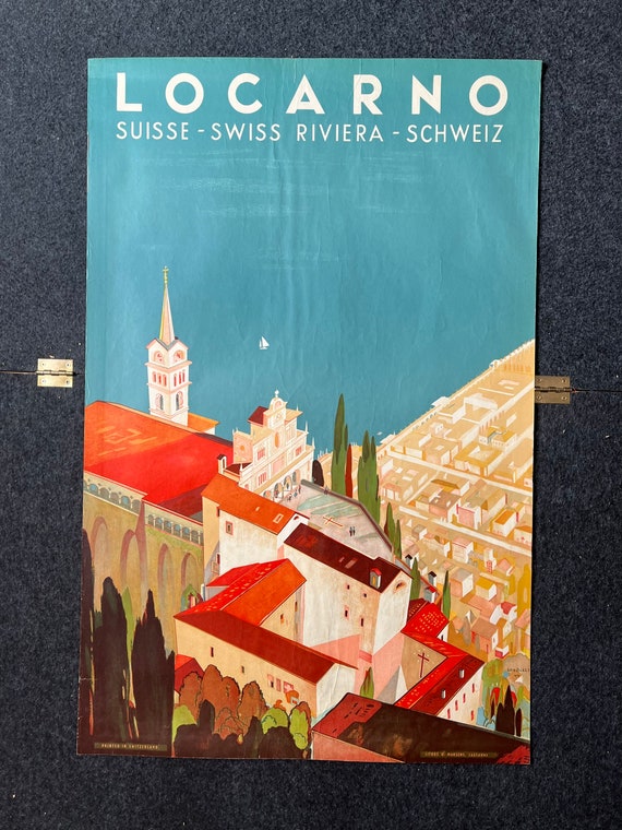 Original World War 2 Switzerland Travel Poster – WW2 Locarna Swiss