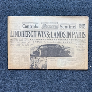 1927 Lindbergh Transatlantic Flight Newspaper: Spirit of St. Louis, Aviation History