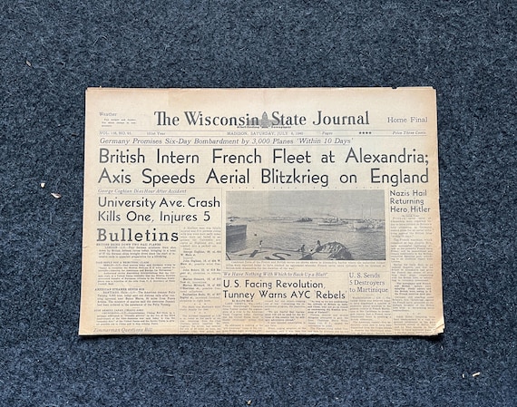 1940 Battle of El-alamein Early WW2 Newspaper, German Advances