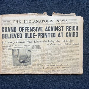 1943 Cairo Conference, Late WW2 European Theatre Newspaper - Original Vintage World War 2 Memorabilia, Dad Gifts, History Presents