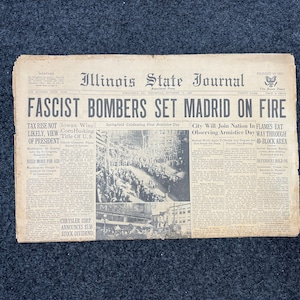 1936 Spanish Civil War Socialosts Take Madrid, Vintage Newspaper, Republicans and Nationalists Spanish History, Francisco De Franc