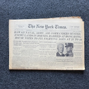 1941 WW2 US Heavy Losses At Pearl Harbor – WW2 Memorabilia Pearl Harbor – US Declares War on Japan Vintage  World War II Memorabilia