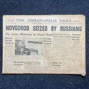1944 Novgorod USSR Liberation Late WW2 European Theatre Newspaper - Original Vintage World War 2 Memorabilia, Dad Gifts, History Presents