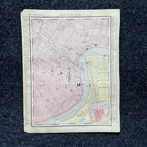 1890s New Orleans & Louisiana, Original Atlas Karten, Vintage Wanddekor, Sammler Wandkunst, Vintage Karten, antike Geschenke für Ihn,