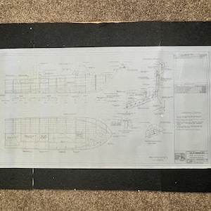 Original US Navy Ship Blueprint - LSCR Naval Boat Blueprints and Graphs - Vintage Vietnam Memorabilia - RARE Navy Art - 60x30
