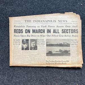 1944 USSR Pushes Through Eastern Europe, Military WW2 Newspaper, Army Gifts for Dads, History Gifts, Antique Collectibles, Memorabilia Decor
