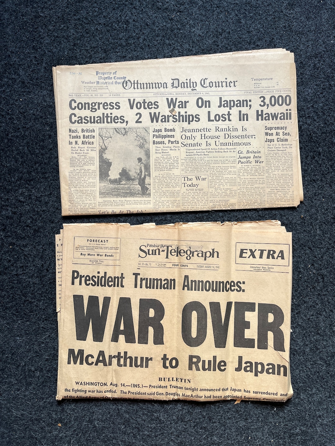 1945 WW2 Surrender Newspapers VE Day and VJ Day Axis Powers Surrender