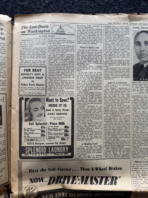 1943 WW2 Tanks Resources FDR Late WW2 Newspaper, Original Vintage