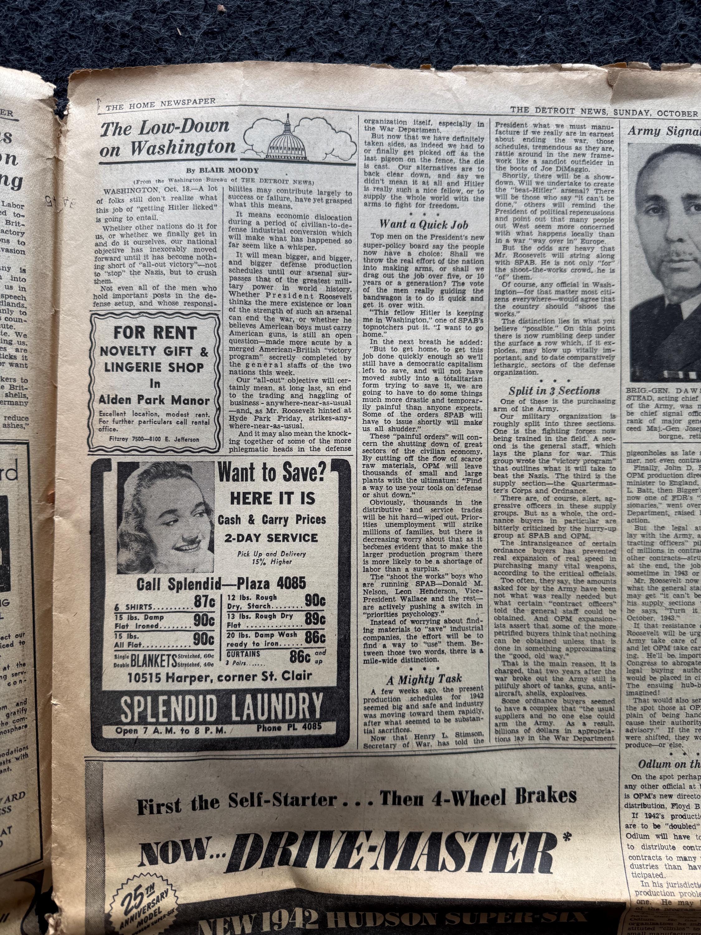 1943 WW2 Tanks Resources FDR Late WW2 Newspaper, Original Vintage
