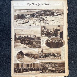 1917 Halifax Disaster Canadian WWI History, Vintage Newspaper, Original Military Memorabilia, Canada Wall Decor, The Great War, History Gift