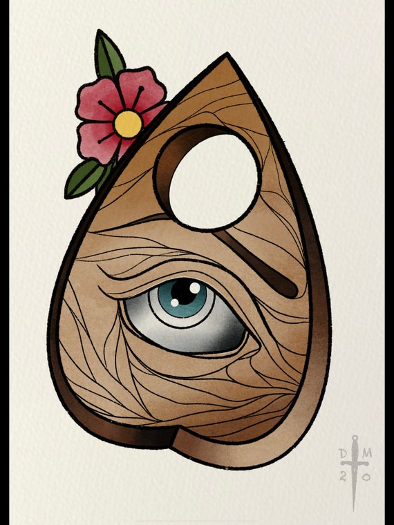 Ouija Board Planchette Tattoo Art Print - Etsy Ouija Board Planchette Tattoo Art Print - Etsy