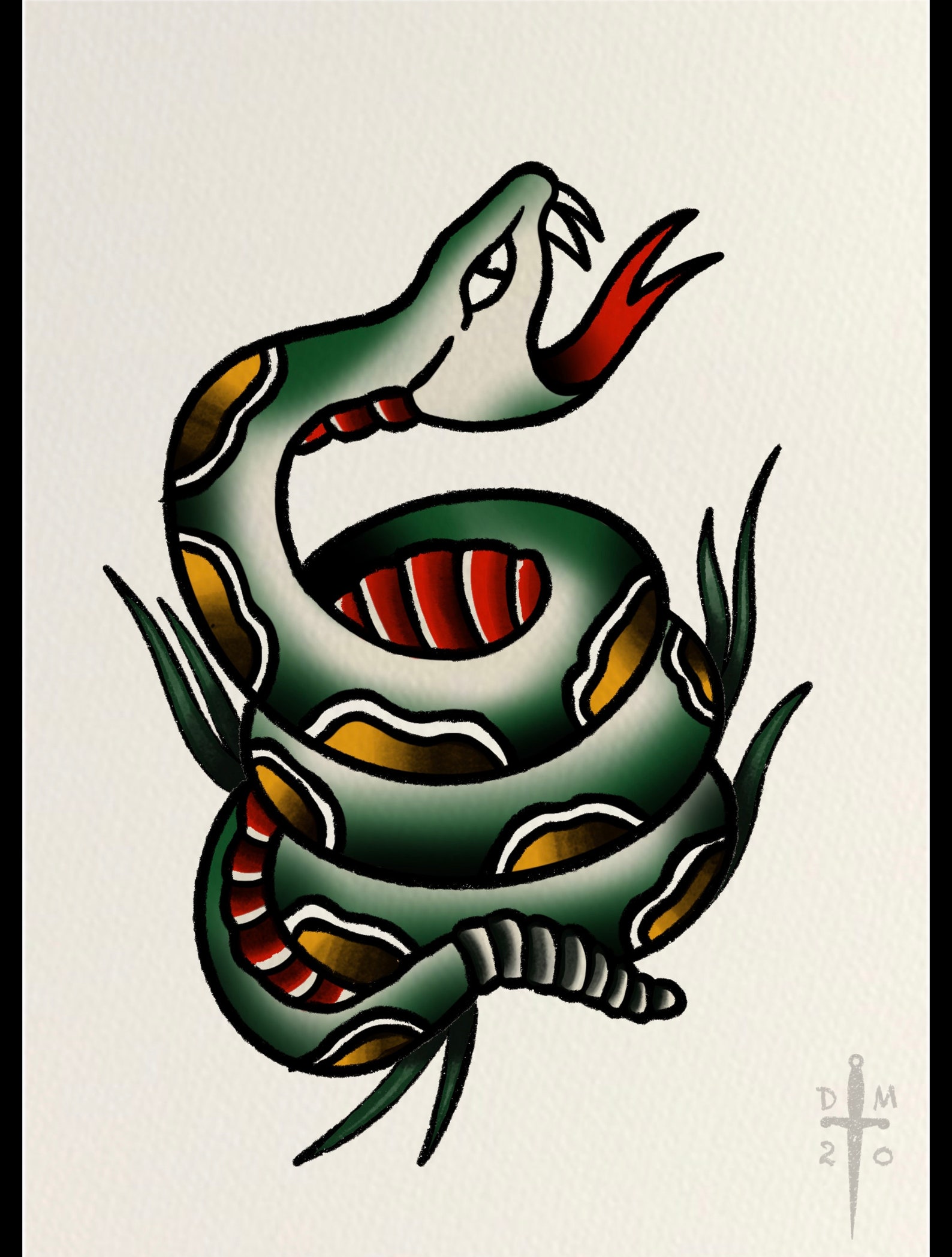 Traditional Snake Tattoo Art Print - Etsy Nederland