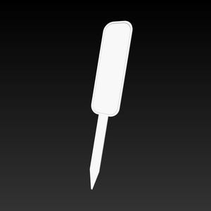 May include: White plastic plant marker with a blank rectangular label.