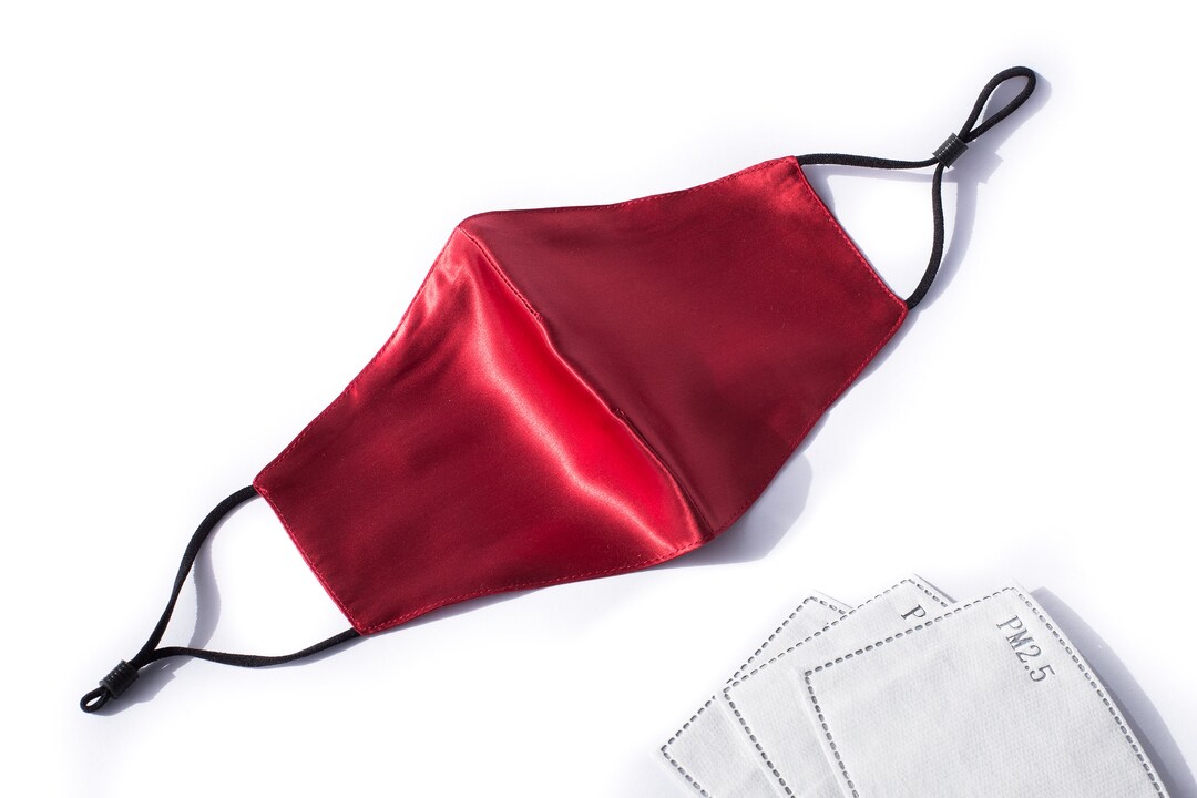 100 Mulberry Silk Face Mask Pocket Filter Nose Wire Red 3x FREE Pm2.5