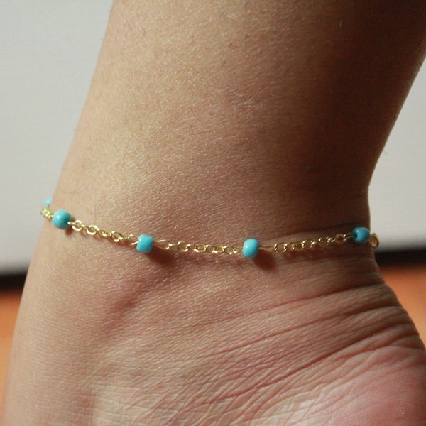 Baby Blue Bead Anklet