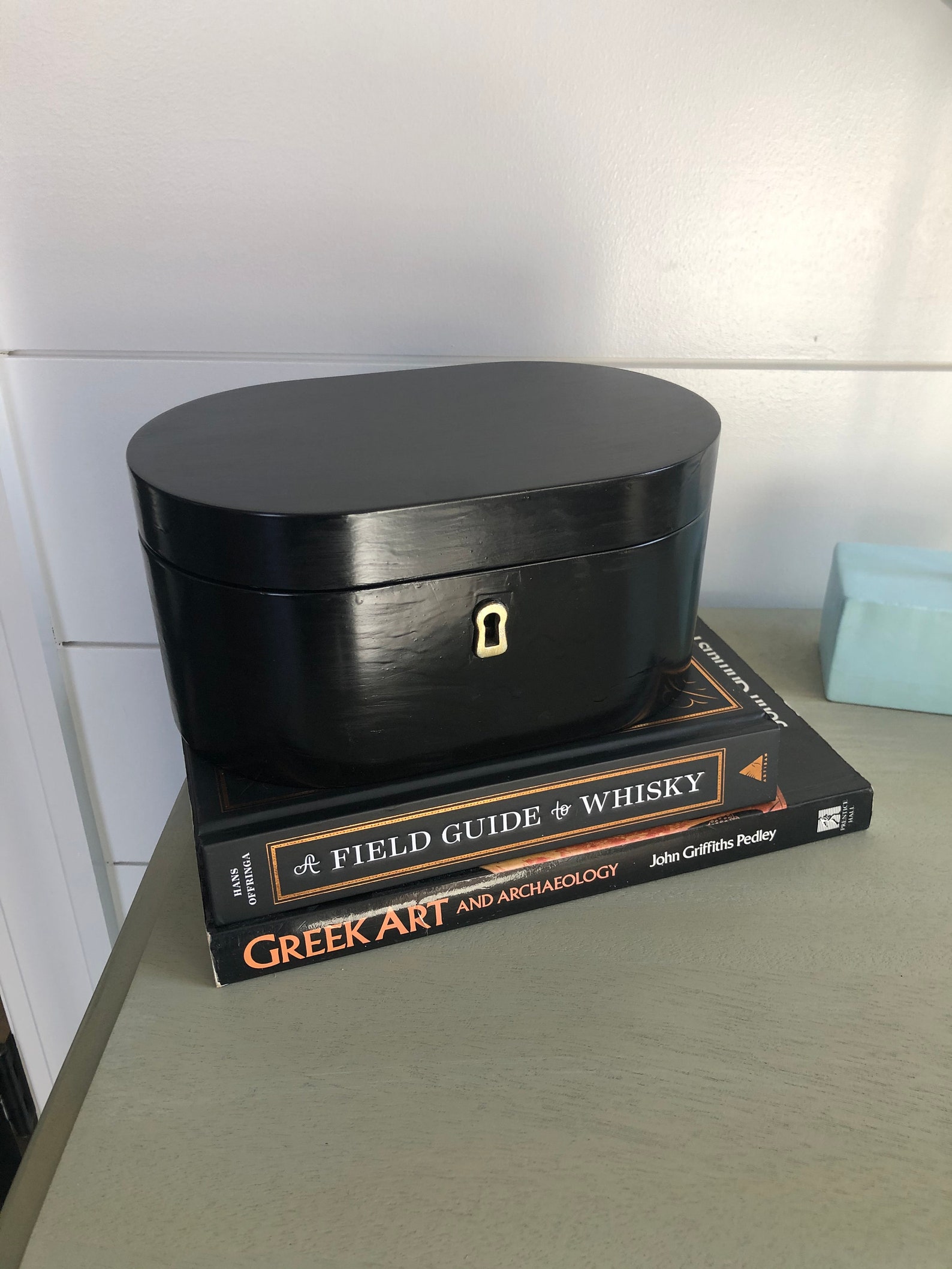 Hand Painted Black Lacquer Wooden Box with Hinged Lid Wood Etsy