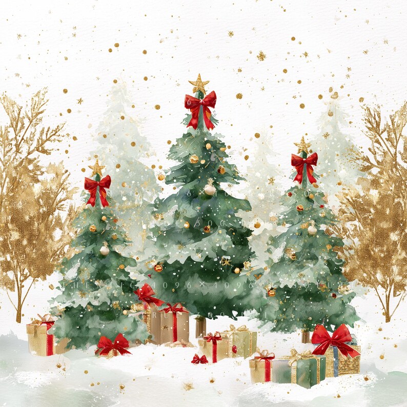 20 Watercolor Christmas Tree Clipart Set, Holiday Art Bundle (20 Jpgs ...