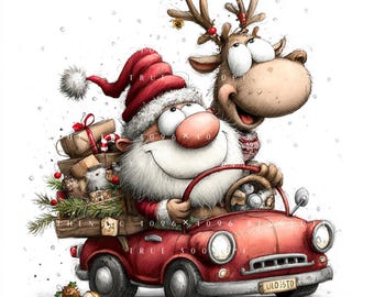 22 Christmas Santa & Friends Clipart Bundle, Whimsical Holiday Character Set, Printable Art, Papercraft, Junk Journal, High-Quality JPGs