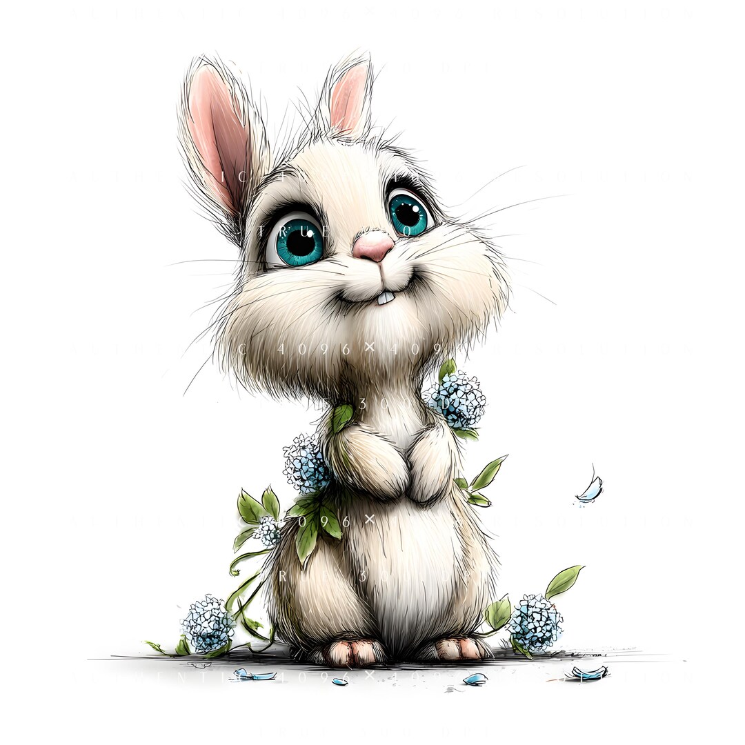 20 Whimsical Floral Bunny Clipart, Adorable Spring Rabbit & Flower Art ...