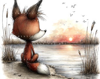 18 Whimsical Woodland Fox Clipart, Forest Animal Landscape, Rustic Nature Decor, Printable Art, Papercraft, Junk Journal, High-Quality JPGs