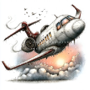 18 Whimsical Airplane Clipart Bundle, Vintage Aircraft Flying Adventure Set, Printable Art, Papercraft, Junk Journal, High-Quality JPGs