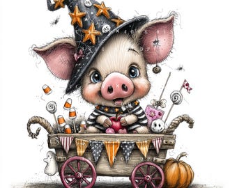 23 Whimsical Halloween Animal Clipart Bundle, Cute Pumpkin Animals Decor Set, Printable Art, Papercraft, Junk Journal, High-Quality JPGs